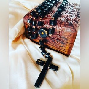 BLACK CORAL NECKLACE ROSARY. Coral necklace